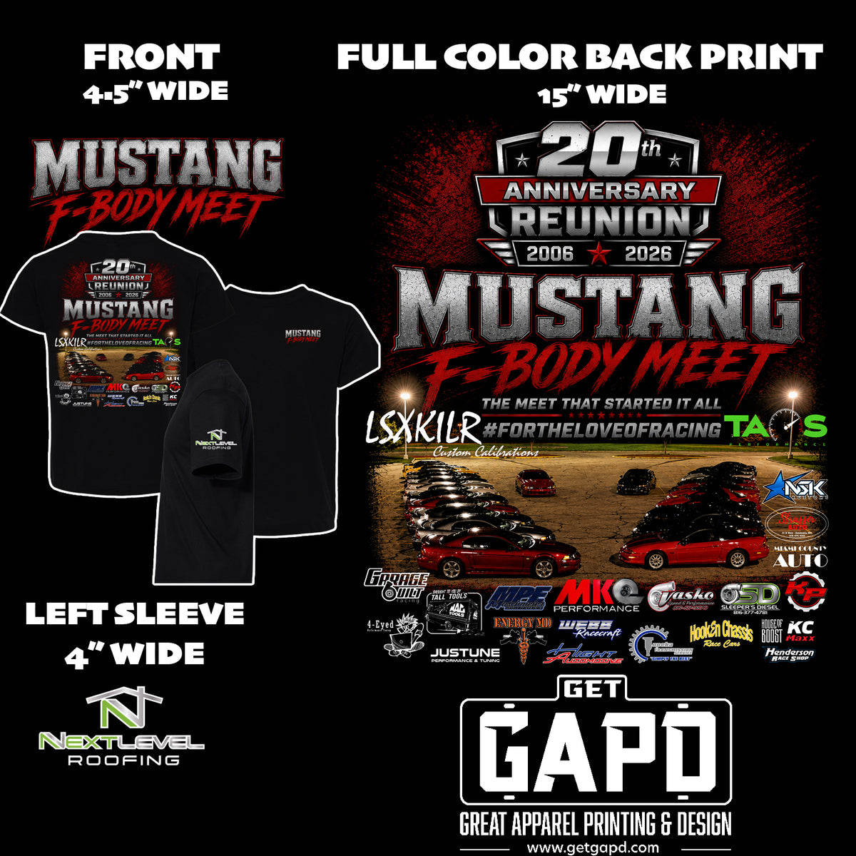 MUSTANG FBODY MEET 20 YEAR REUNION T-SHIRT
