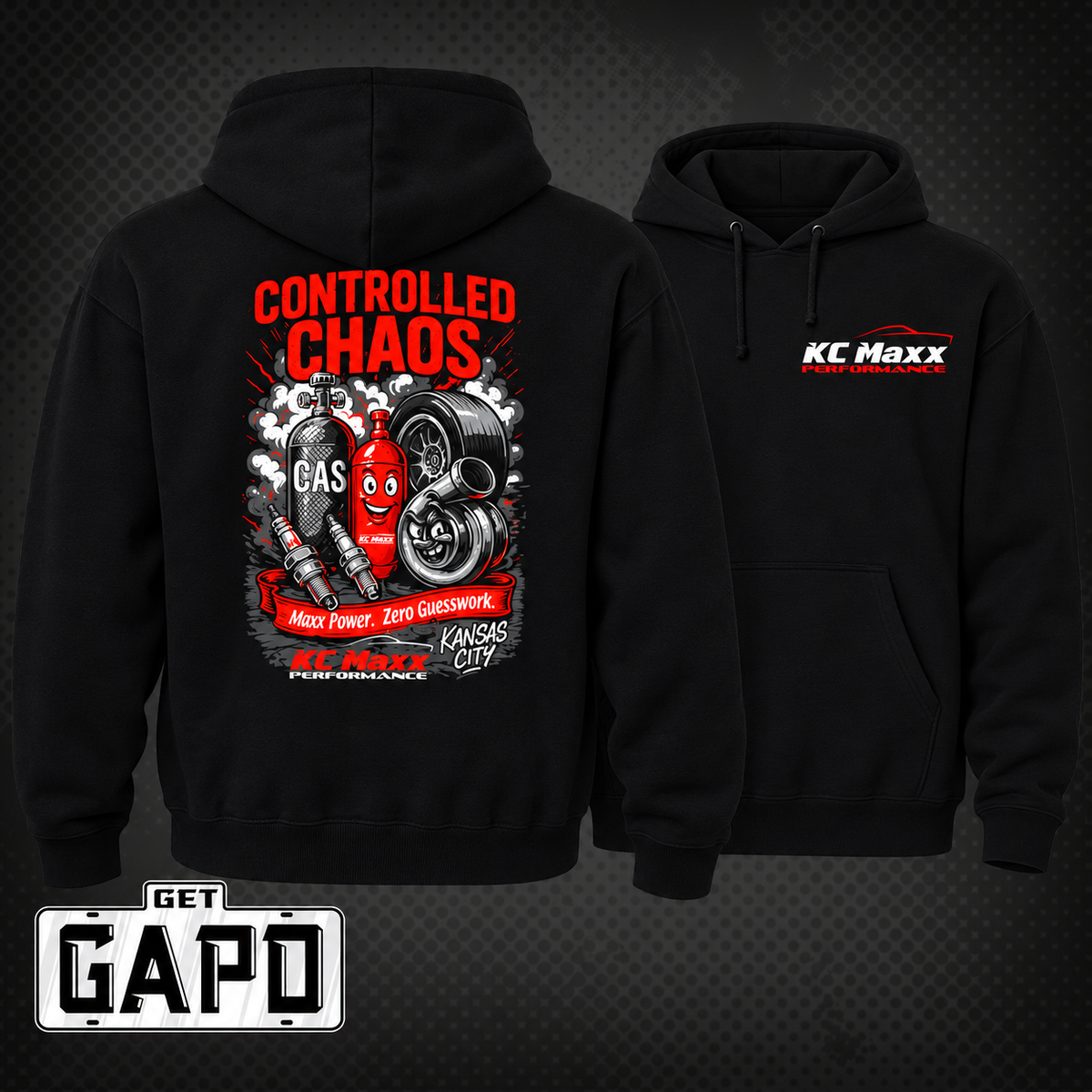 Controlled Chaos V2 black Lane Seven hoodie front and back