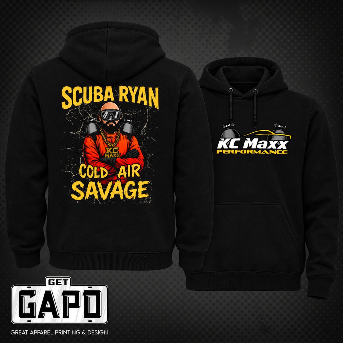 Scuba Ryan final asphalt design black Lane Seven hoodie front and back