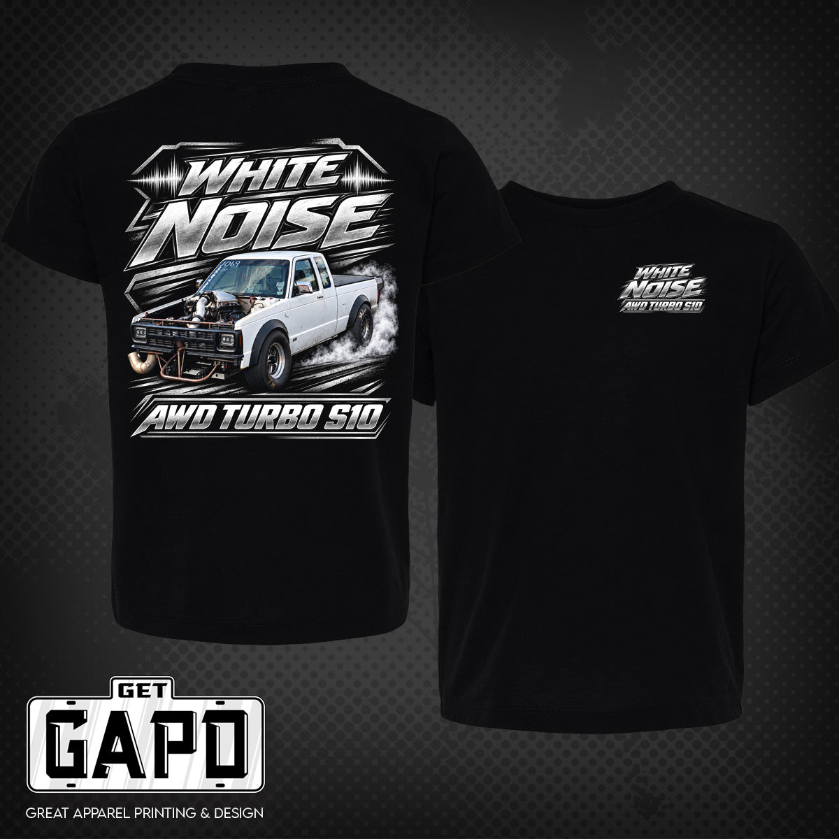 White Noise shirt front and back