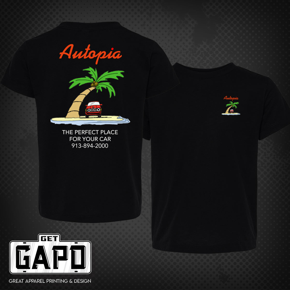 Autopia Black shirt front and back mockup