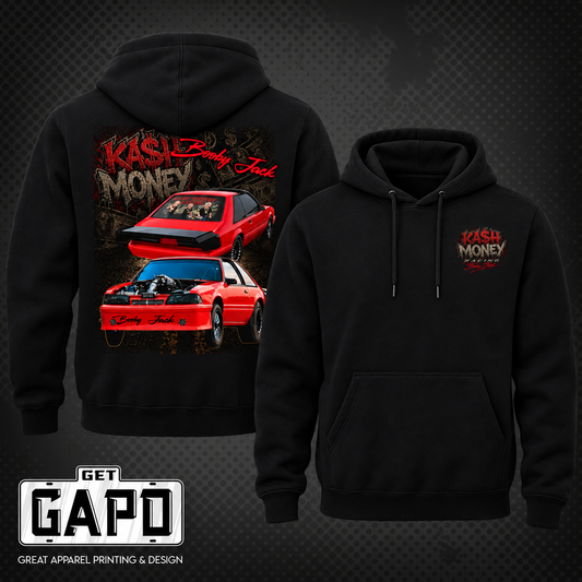 Ka$h Money Racing Booby Jack black hoodie front and back