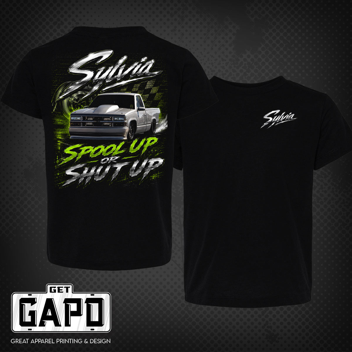 Sylvia Spool Up or Shut Up shirt front and back