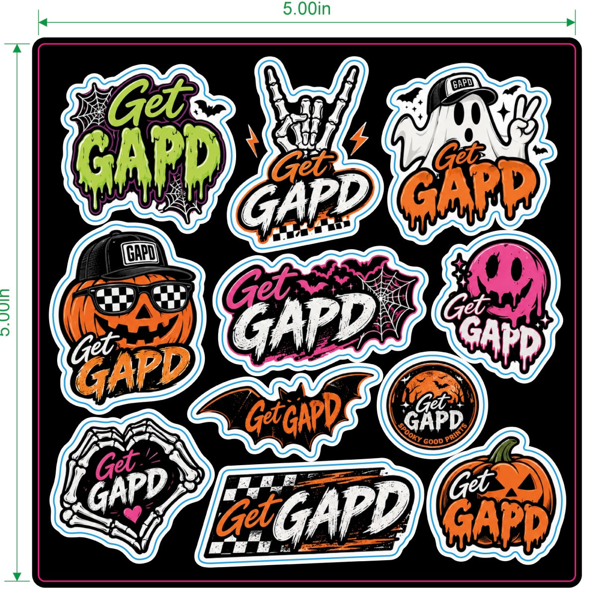 GAPD Halloween sticker sheet artwork