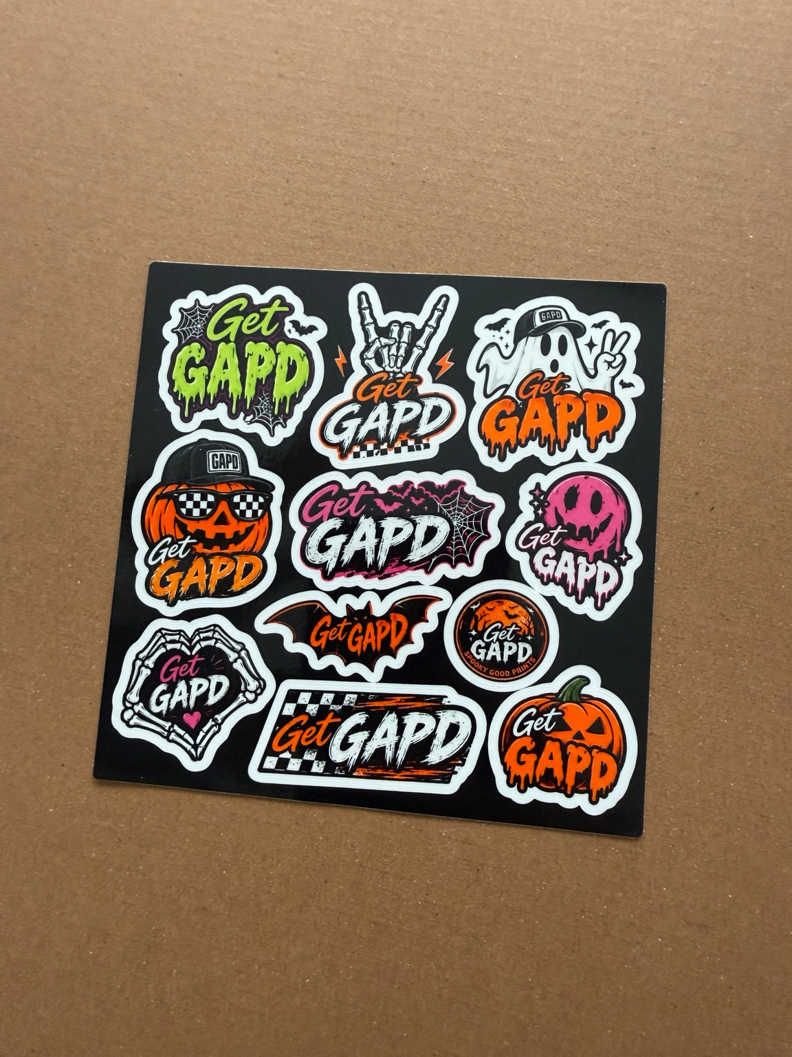 Printed GAPD Halloween sticker sheet