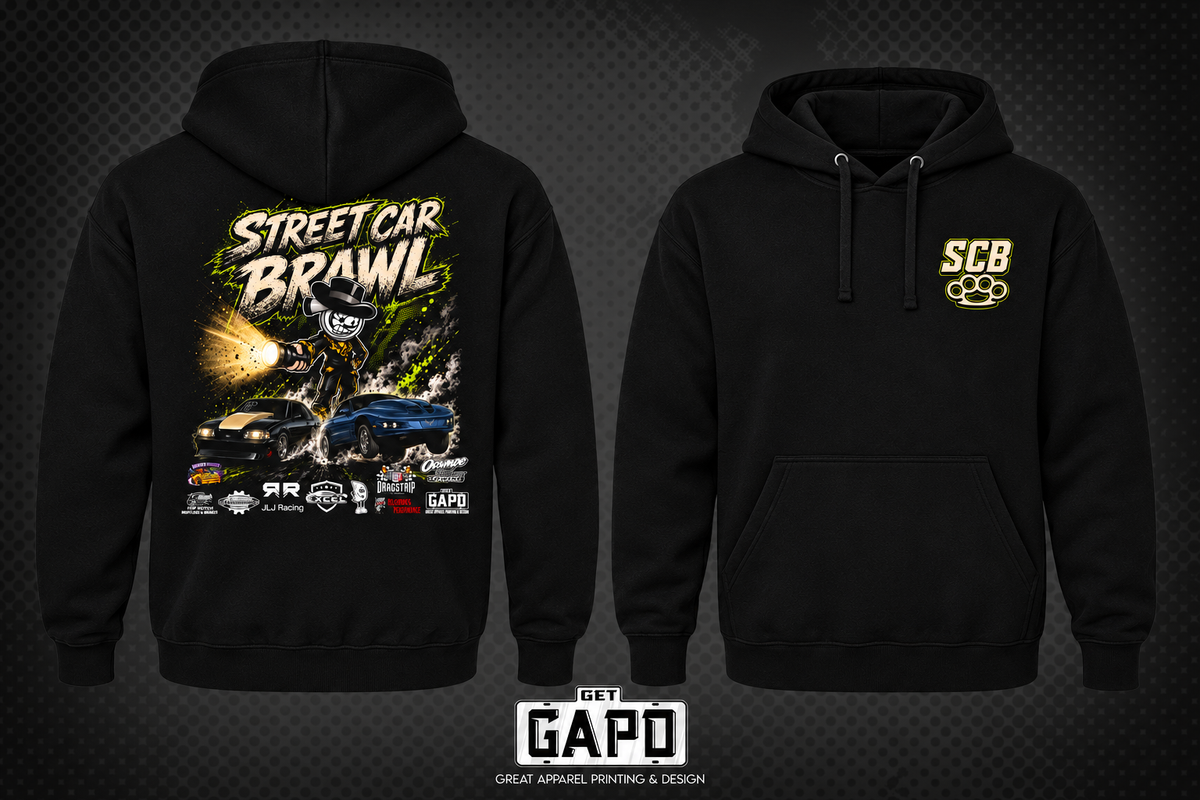 street black Lane Seven hoodie, separate front and back views