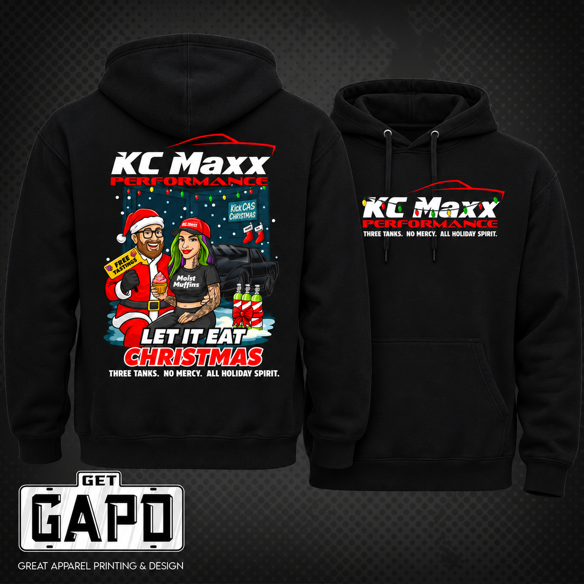 Let It Eat Christmas black Lane Seven hoodie front and back